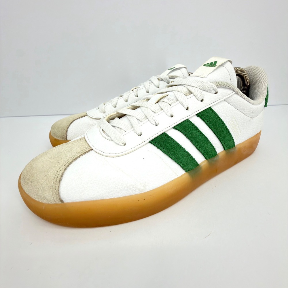 adidas VL Court 3.0 White Green Gum Leather Sneakers Men's 10.5 ID9080